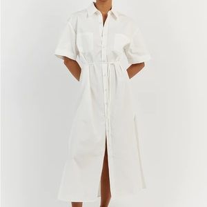 DISSH MAXIE WHITE COTTON SHIRT DRESS